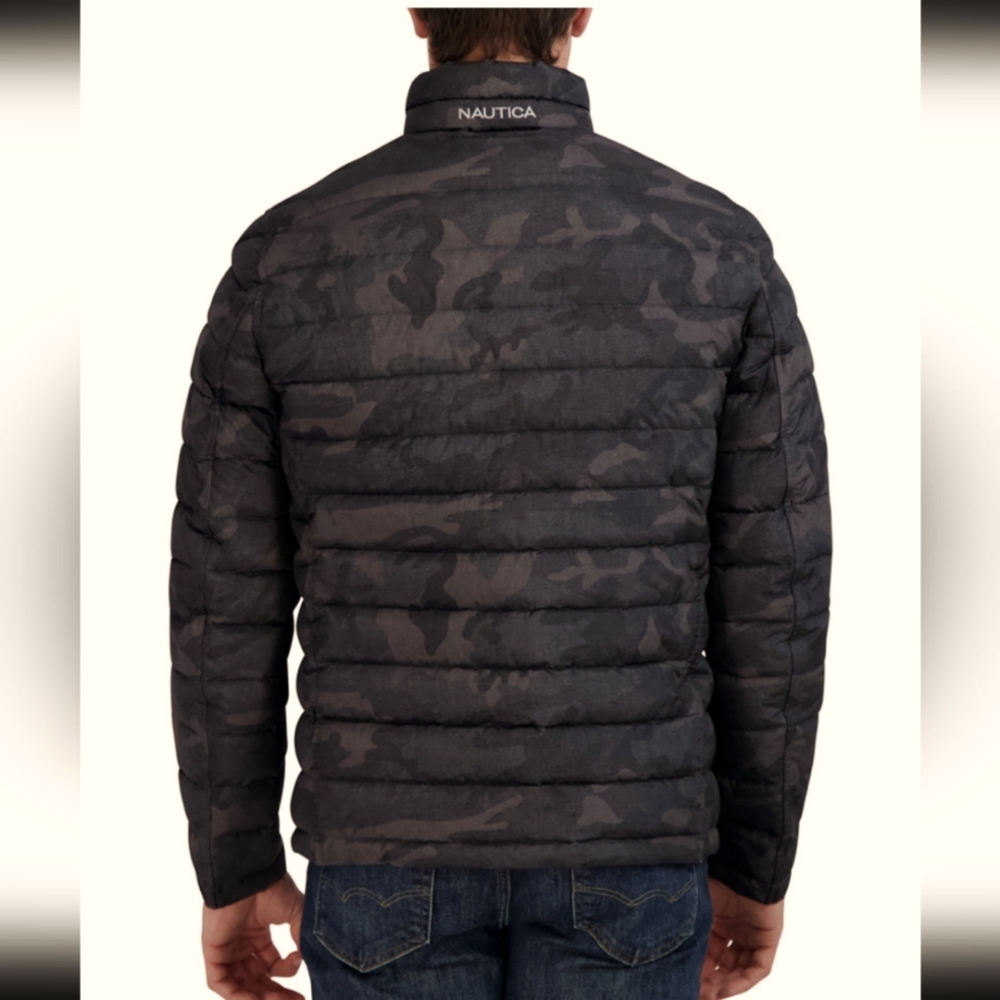 Reversible Camouflage Quilted Stretch Puffer Jacket - Picture 4 of 6